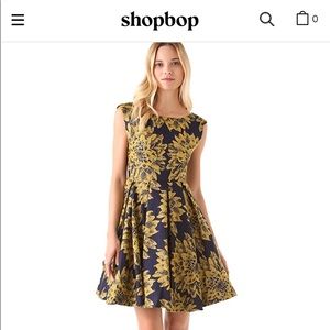 Alice + Olivia navy blue gold dress size 6